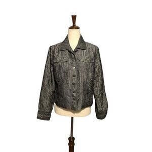 Chico’s Medium Gray Button-Up Jacket w/ Pockets Sz 1 (8)